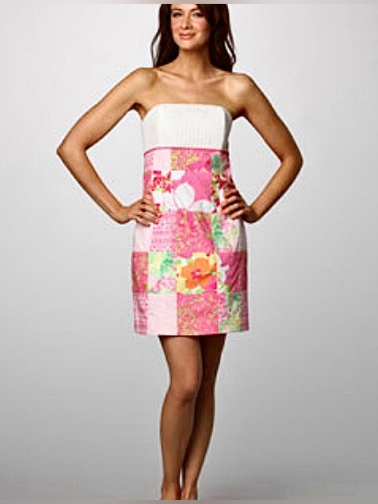 Lilly Pulitzer Dresses & Skirts - Lilly Pulitzer Franco Patchwork Strapless Dress 2000’s Preppy Mini Size 6